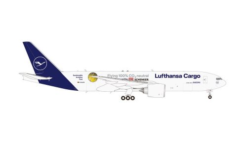 Herpa 536103 Boeing 777F LH Sustainable Fuel - Powered by DB Schenker – D-ALFG Annyeonghaseyo