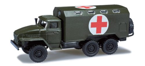 Herpa 744287 URAL dobozos katonai teherautó - Rotes Kreuz (H0)