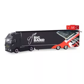   Herpa 746694 Iveco Stralis XP nyergesvontató, dobozos félpótkocsival - Big Band der Bundeswehr (H0)