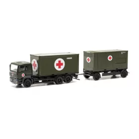   Herpa 747042 MAN TGA L katonai konténerszállító teherautó pótkocsival - BW/SAN (H0)