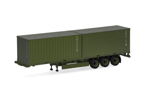 Herpa 747240 Katonai konténerszállító kamionfélpótkocsi, 2 db 20 lábas konténerrel (H0)