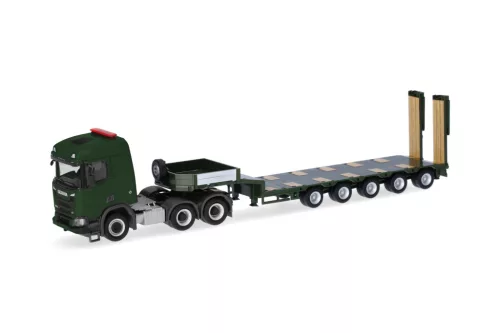 Herpa 747332 Scania CR 20 ND nyergesvontató, munkagépszállító félpótkoccsival - BW (H0)