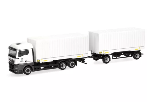 Herpa 747349 MAN TGX GM csereszekrényszállító teherautó, pótkocsival - Bundeswehr/Fahschule (H0)