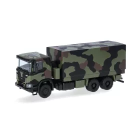   Herpa 747363 Scania XT17 6x6 ponyvás teherautó, álcafestéssel - Bundeswehr (H0)