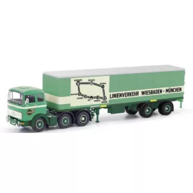   Herpa 87MBS026468 Mercedes-Benz LPS 2032 nyergesvontató, dobozos félpótkocsival - Stiehl (H0)