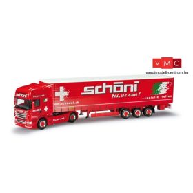 Herpa 912631 Scania R TL nyergesvontató, ponyvás félpótkocsival - Schöni (CH) (H0)