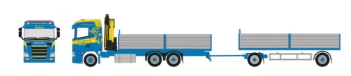 Herpa 926072 Scania CR 20 ND platós teherautó rakodódaruval, pótkocsival - Martin Wittwer (H0)