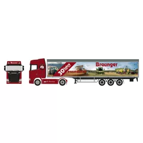   Herpa 927093 Scania CS 20 HD nyergesvontató, alulürítős félpótkocsival - 30 Jahre Braunger (H0)