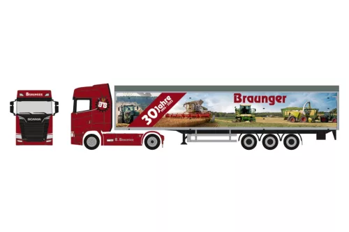 Herpa 927093 Scania CS 20 HD nyergesvontató, alulürítős félpótkocsival - 30 Jahre Braunger (H0)