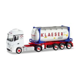 Herpa 934930 Mercedes-Benz Actros nyergesvontató, 20 lábas tartálykonténerszállító félp