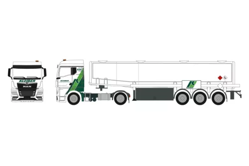 Herpa 952033 MAN TGX GM nyergesvontató, üzemanyagszállító félpótkocsival - Kloibe (H0)