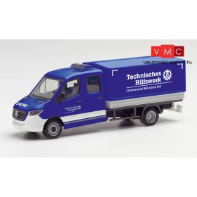   Herpa 095525 Mercedes-Benz Sprinter 2018 duplafülkés ponyvás, THW München Ost (H0)