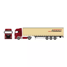   Herpa 962216 MAN TGX GX nyergesvontató, ponyvás félpótkocsival - Schönholzer (H0)