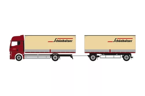 Herpa 962223 MAN TGX GX dobozos teherautó, pótkocsival - Schönholzer (H0)