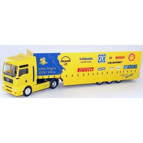   HERPA Exclusive Series MAN TGA XXL nyergesvontató, Safeliner 2/3 félpótkocsival - Mille Miglia, 1000 Miles (H0)