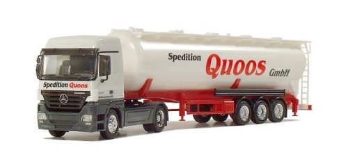 HERPA 268943 Exclusive Series Mercedes-Benz Actros 1844 nyergesvontató tartály félpótkocsival - Spedition Quoos GmbH (H0)