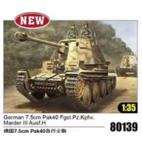   HobbyBoss 80139 German 7,5cm Pak40 Fgst.Pz.Kpfw. Marder III Ausf.H 1/35 harckocsi makett harcjármű makett (1/35)