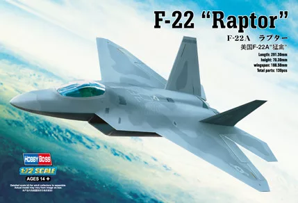 HobbyBoss 80210 Lockheed Martin F-22A ''Raptor'' repülőgép makett (1/72)