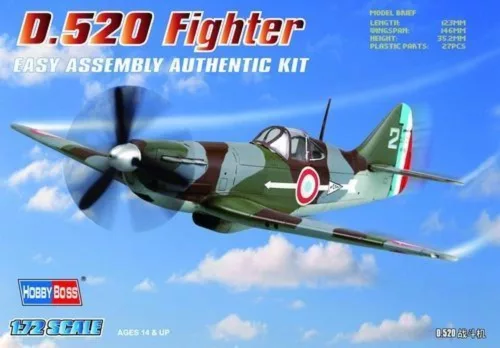 HobbyBoss 80237 Dewotine D.520 Fighter repülőgép makett (1/72)