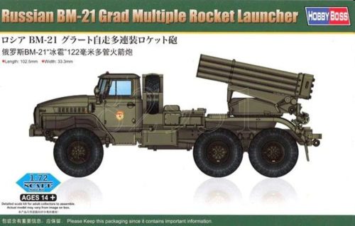 HobbyBoss 82931 Russian BM-21 Grad Multiple Rocket Launcher harcjármű makett (1/72)