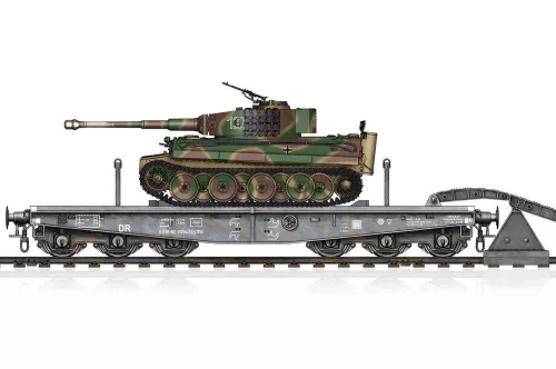 HobbyBoss 82934 German Schwere Plattformwagen Type SSyms 80 & Pz.Kpfw.VI Ausf.E Sd.Kfz 181 Tiger I (Mid Prod) harcjármű makett (1/72)