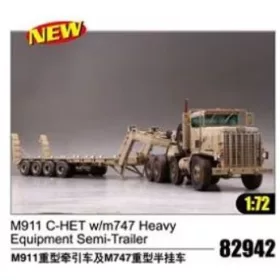  HobbyBoss 82942 US M911 C-HET w/ M747 Heavy Equipment semi-trailer 1/72 harcjármű makett (1/72)