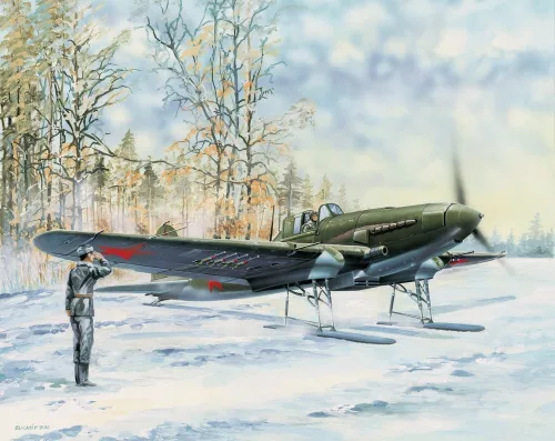 HobbyBoss 83202 Soviet IL-2 Sturmovik on Skis repülőgép makett (1/32)