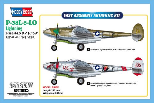 HobbyBoss 85805 P-38L-5-LO Lightning repülőgép makett (1/48)