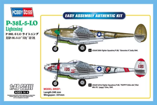 HobbyBoss 85805 Lockheed P-38L-5-LO Lightning repülőgép makett (1/48)