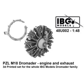   IBG Models 48U002 PZL M18 Dromader - Engine and Exhaust - 3d Printed Set (1/48) feljavító makett készlet