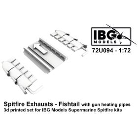   IBG Models 72U094 Supermarine Spitfire Exhausts - Fishtail Type with gun heating pipes - 3d Printed Set (1/72) feljavító készlet