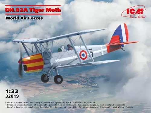 ICM 32019 D.H. 82A Tiger Moth of the World Air Forces (1/32) repülőgép makett
