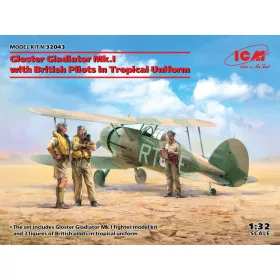   ICM 32043 Gloster Gladiator Mk.I with British Pilots in Tropical Uniform (1/32)