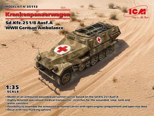 ICM 35113 Sd.Kfz.251/8 Ausf.A Krankenpanzerwagen, WWII German Ambulance (1/35)