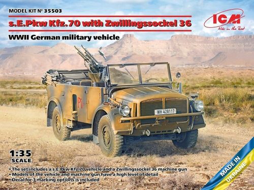 ICM 35503 s.E.Pkw Kfz.70 with Zwillingssockel 36, WWII German military vehicle (1/35)