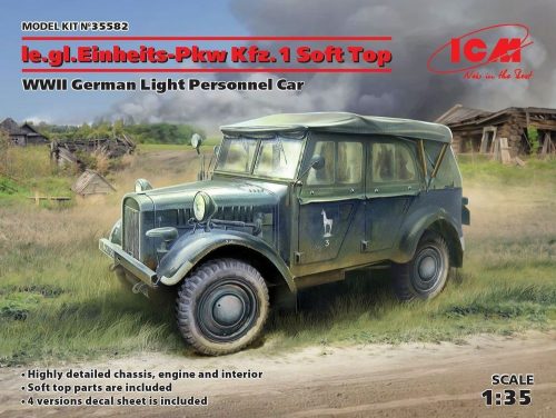 ICM 35582 le.gl.Einheitz-Pkw Kfz.1 Soft Top,WWII German Light Personnel Car (1/35)