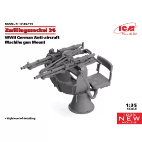   ICM 35714 Zwillingssockel 36, WWII German Anti-aircraft Machihe gun Mount (100% new molds) (1/35)
