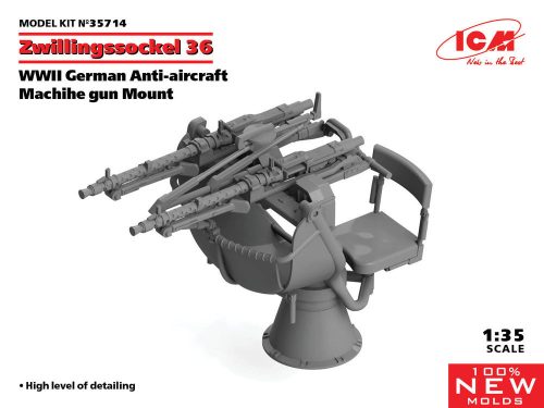 ICM 35714 Zwillingssockel 36, WWII German Anti-aircraft Machihe gun Mount (100% new molds) (1/35)