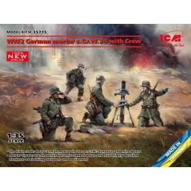   ICM 35715 WW2 German mortar GrW 34 w.Crew (mortar a.4 figures)(100% new molds) (1/35)