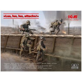   ICM 35723 Los, los, los, attacke! German WW1 Sturmtruppen (1/35) figura makett