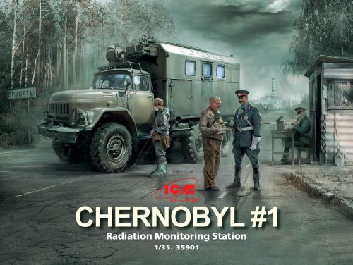 ICM 35901 Chernobyl1.Radiation Monitoring Stat(ZiL-131KShM truck&5figu&diorambase w.backgr (1/35)