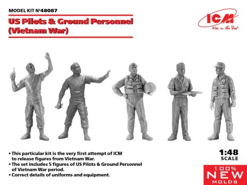 ICM 48087 US Pilots & Ground Personnel (Vietnam War) (5 figures) (100% new molds) (1/48)