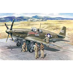   ICM 48125 Mustang P-51 B WWII American Fighter with  USAAF Pilots and Ground Personnel (1/48)
