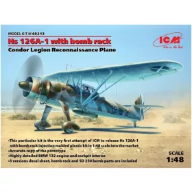   ICM 48213 Henschel Hs 126A-1 with bomb rack Condor Legion Reconnaissance Plane 1/48 repülőgép makett