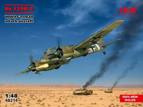 ICM 48214 Henschel Hs 129B-2, WWII German attack aircraft 1/48 repülőgép makett