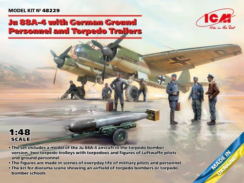 ICM 48229 Ju 88A-4 with German Ground Personnel and Torpedo Trailers (1/48)