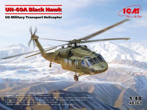 ICM 48361 UH-60A Black Hawk, US Military Transport Helicopter (1/48) helikopter makett