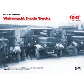   ICM DS3508 Wehrmacht 3-axle Trucks (Henschel 33D1, Krupp L3H163, LG3000) (1/35)