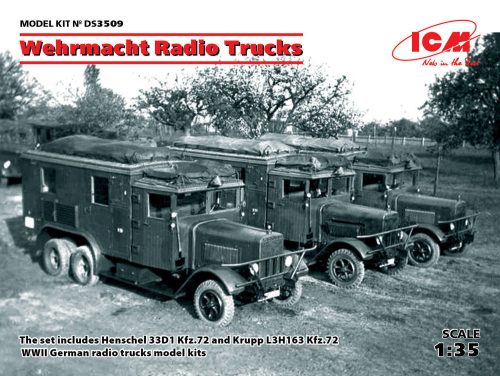 ICM DS3509 Wehrmacht Radio Trucks(Henschel 33D1 Kfz.72, Krupp L3H163 Kfz.72) (1/35)