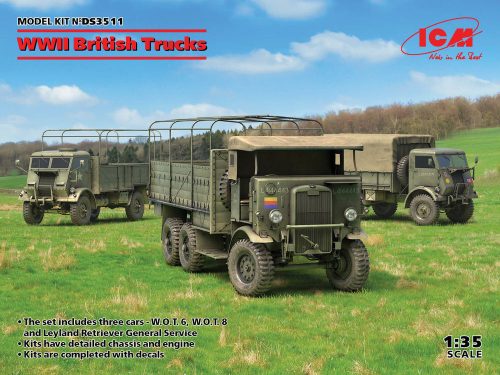 ICM DS3511 WWII British Trucks(Model W.O.T.6,Model W.O.T.8,Leyland Retriever General Serv (1/35)